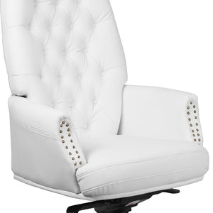English Elm Hansel High Back Executive Swivel Chair - Elegant White LeatherSoft, Ergonomic Comfort & Style BT-90269H-WH-GG