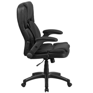 English Elm Hansel Ergonomic High-Back Executive Office Chair in Black LeatherSoft with Adjustable Flip-Up Arms BT-90275H-GG