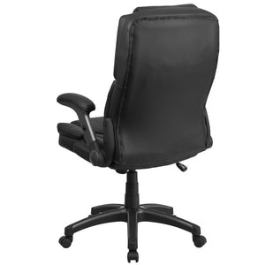 English Elm Hansel Ergonomic High-Back Executive Office Chair in Black LeatherSoft with Adjustable Flip-Up Arms BT-90275H-GG