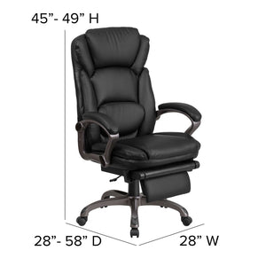 English Elm Martin High Back Ergonomic Reclining Office Chair with Lumbar Support, Footrest & Durable LeatherSoft BT-90279H-GG