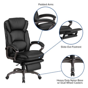 English Elm Martin High Back Ergonomic Reclining Office Chair with Lumbar Support, Footrest & Durable LeatherSoft BT-90279H-GG