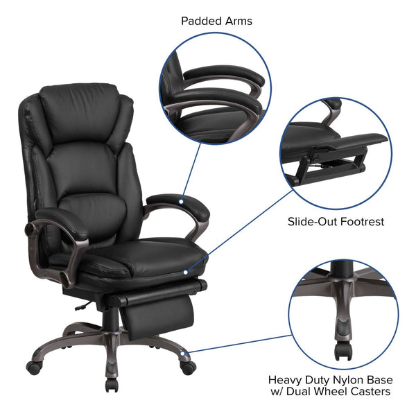 English Elm Martin High Back Ergonomic Reclining Office Chair with Lumbar Support, Footrest & Durable LeatherSoft BT-90279H-GG