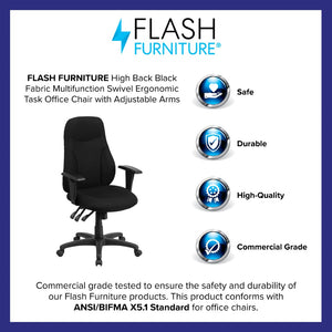 English Elm Hughes High Back Ergonomic Task Chair - Adjustable Fabric Office Chair with Lumbar Support & Tilt BT-90297H-A-GG