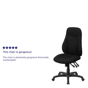 English Elm Hughes High Back Ergonomic Swivel Office Chair - Comfort, Adjustable Support & Stylish Black Design BT-90297H-GG