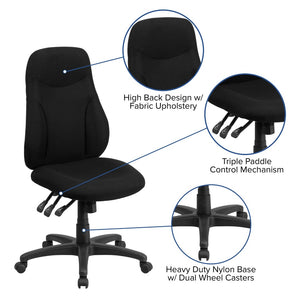 English Elm Hughes High Back Ergonomic Swivel Office Chair - Comfort, Adjustable Support & Stylish Black Design BT-90297H-GG