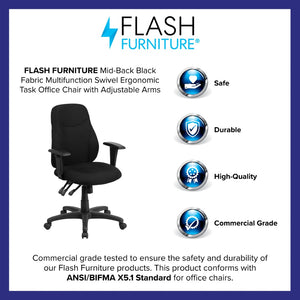 English Elm Brandy Ergonomic Mid-Back Task Chair - Adjustable Arms & Lumbar Support for Ultimate Comfort BT-90297M-A-GG