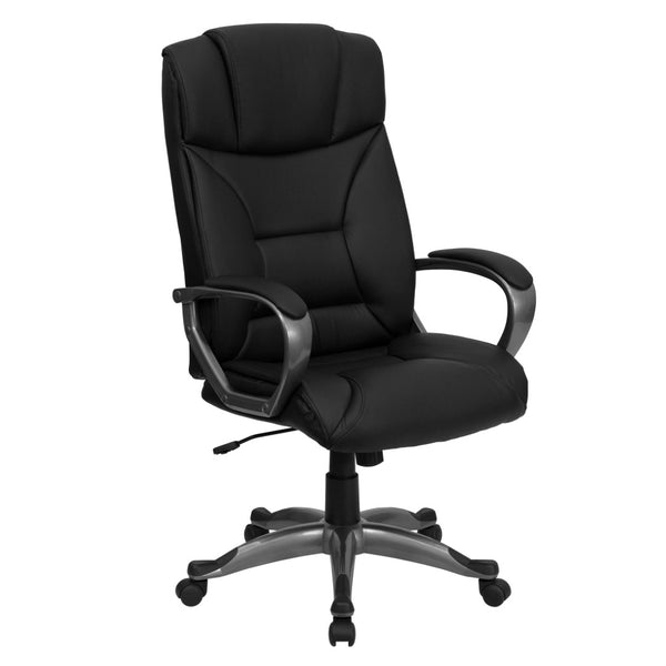 English Elm Hansel High Back Executive Swivel Office Chair - Stylish Black LeatherSoft with Ergonomic Comfort BT-9177-BK-GG