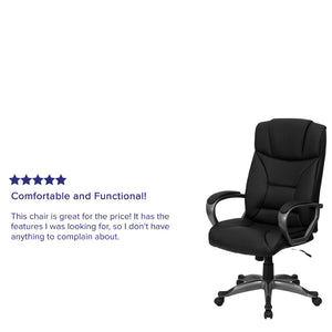 English Elm Hansel High Back Executive Swivel Office Chair - Stylish Black LeatherSoft with Ergonomic Comfort BT-9177-BK-GG