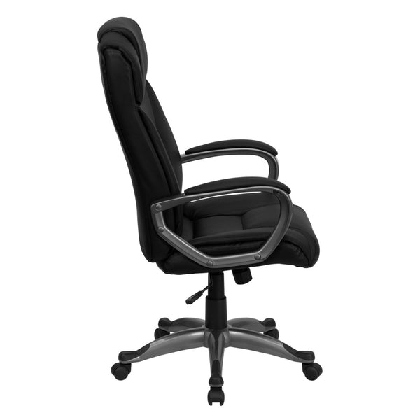 English Elm Hansel High Back Executive Swivel Office Chair - Stylish Black LeatherSoft with Ergonomic Comfort BT-9177-BK-GG