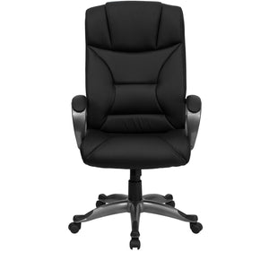 English Elm Hansel High Back Executive Swivel Office Chair - Stylish Black LeatherSoft with Ergonomic Comfort BT-9177-BK-GG