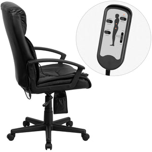 English Elm Sumter Ergonomic High-Back Massaging Office Chair - Black LeatherSoft with Remote & Adjustable Comfort BT-9578P-GG