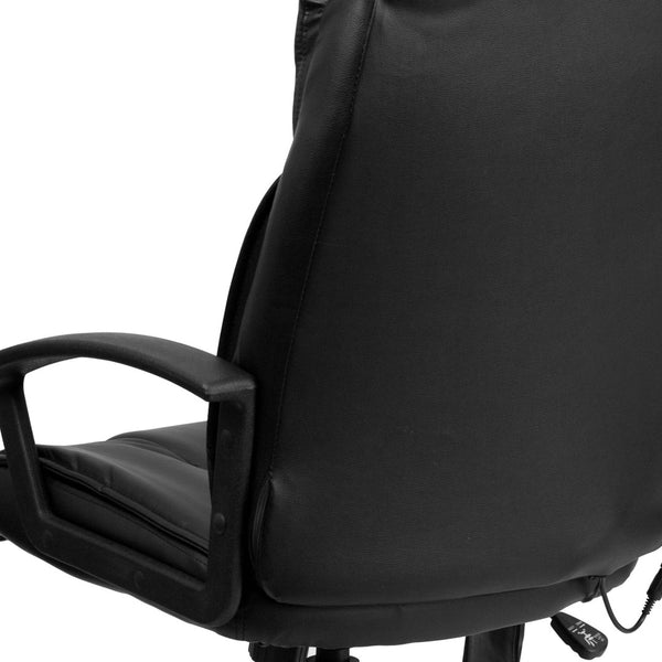 English Elm Sumter Ergonomic High-Back Massaging Office Chair - Black LeatherSoft with Remote & Adjustable Comfort BT-9578P-GG