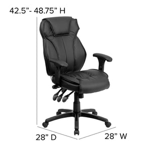 English Elm Hansel High Back Ergonomic LeatherSoft Executive Office Chair with Adjustable Lumbar Support & Arms BT-9835H-GG