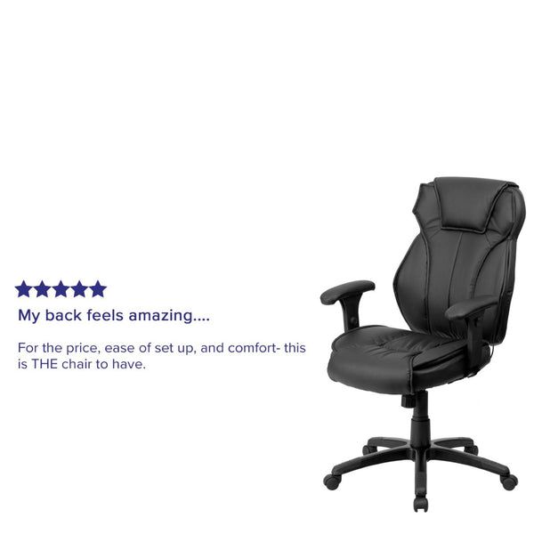 English Elm Hansel High Back Ergonomic LeatherSoft Executive Office Chair with Adjustable Lumbar Support & Arms BT-9835H-GG