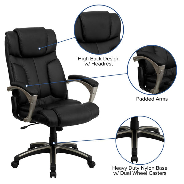 English Elm Hansel High Back Folding LeatherSoft Executive Swivel Chair - Ergonomic Comfort & Portability BT-9875H-GG