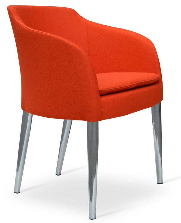 Soho Concept Buca Arm Metal Armchair – Stylish Chrome Frame, Durable Camira Blazer Fabric, 10-year Guarantee! Chrome,Orange  Soho-concept-dining-chair-01657
