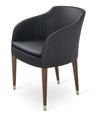 Soho Concept Buca Arm Wood Armchair - Stylish Leatherette Dining Chair With Walnut Finish & 2-year Guarantee Black,Walnut  Soho-concept-dining-chair-01637