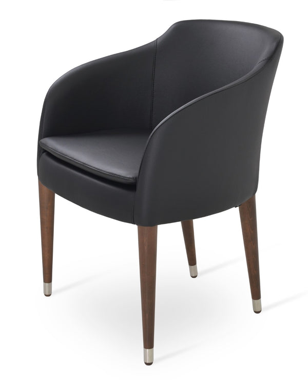 Soho Concept Buca Arm Wood Armchair - Stylish Leatherette Dining Chair With Walnut Finish & 2-year Guarantee Black,Walnut  Soho-concept-dining-chair-01637