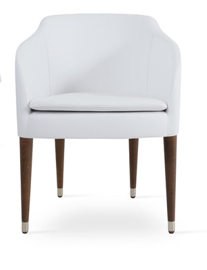 Soho Concept Buca Arm Wood Armchair - Stylish Leatherette Dining Chair With Walnut Finish & 2-year Guarantee Walnut,White  Soho-concept-dining-chair-01638