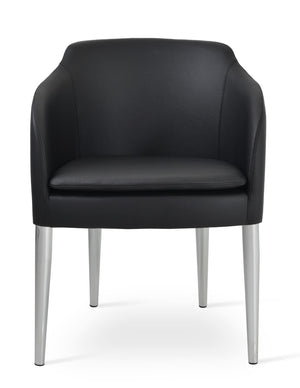 Soho Concept Buca Stylish Metal Armchair With Chrome Base, Leatherette Upholstery & 2-year Guarantee, Soft Black Chrome,Black  Soho-concept-dining-chair-01639