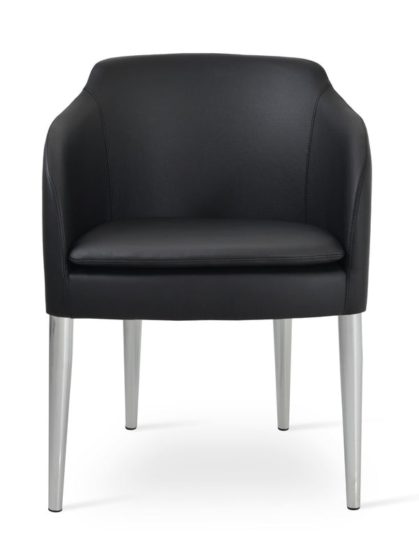 Soho Concept Buca Stylish Metal Armchair With Chrome Base, Leatherette Upholstery & 2-year Guarantee, Soft Black Chrome,Black  Soho-concept-dining-chair-01639