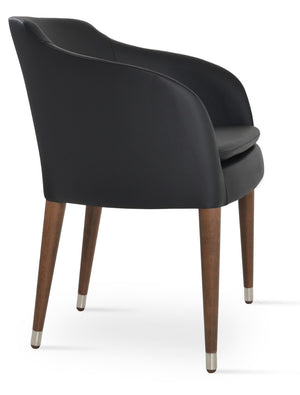 Soho Concept Buca Arm Wood Armchair - Stylish Leatherette Dining Chair With Walnut Finish & 2-year Guarantee Walnut,Black  Soho-concept-dining-chair-01641
