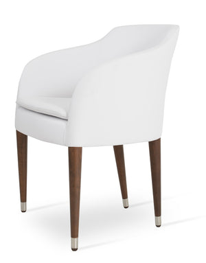 Soho Concept Buca Arm Wood Armchair - Elegant Beech Base, Premium Fabrics, 10-year Guarantee, Modern Design Walnut,White  Soho-concept-dining-chair-01636