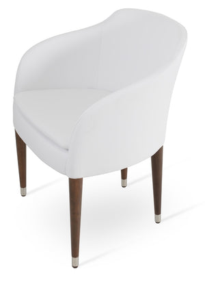 Soho Concept Buca Arm Wood Armchair - Elegant Beech Base, Premium Fabrics, 10-year Guarantee, Modern Design Walnut,White  Soho-concept-dining-chair-01636