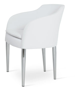 Soho Concept Buca Stylish Metal Armchair With Chrome Base, Leatherette Upholstery & 2-year Guarantee, Soft Black Chrome,White  Soho-concept-dining-chair-01635