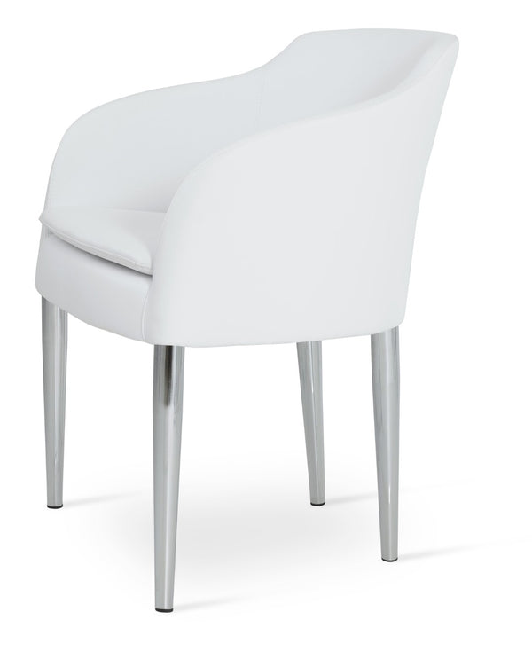 Soho Concept Buca Stylish Metal Armchair With Chrome Base, Leatherette Upholstery & 2-year Guarantee, Soft Black Chrome,White  Soho-concept-dining-chair-01635