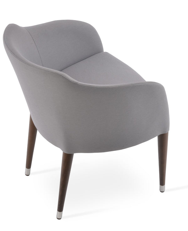 Soho Concept Buca Arm Metal Armchair - Stylish Chrome Base With Boucle, Velvet, And Nubuck Fabrics - 10-year Guarantee Light Grey  Soho-concept-dining-chair-01642