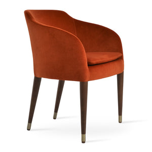 Soho Concept Buca Arm Wood Armchair - Elegant Beech Base, Premium Fabrics, 10-year Guarantee, Modern Design Walnut,Gold,Orange  Soho-concept-dining-chair-01622