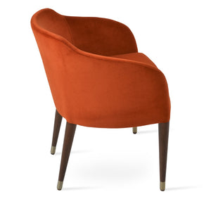 Soho Concept Buca Arm Wood Armchair - Elegant Beech Base, Premium Fabrics, 10-year Guarantee, Modern Design Walnut,Gold,Orange  Soho-concept-dining-chair-01622