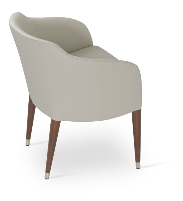 Soho Concept Buca Arm Wood Armchair - Stylish Leatherette Dining Chair With Walnut Finish & 2-year Guarantee Light Grey,Walnut  Soho-concept-dining-chair-01627
