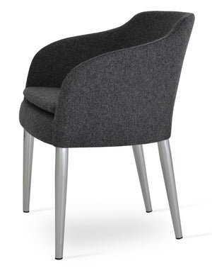 Soho Concept Buca Arm Metal Armchair – Stylish Chrome Frame, Durable Camira Blazer Fabric, 10-year Guarantee! Chrome,Dark Grey  Soho-concept-dining-chair-01625