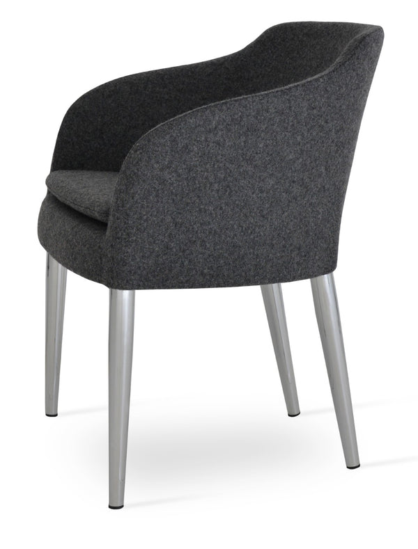 Soho Concept Buca Arm Metal Armchair – Stylish Chrome Frame, Durable Camira Blazer Fabric, 10-year Guarantee! Chrome,Dark Grey  Soho-concept-dining-chair-01625