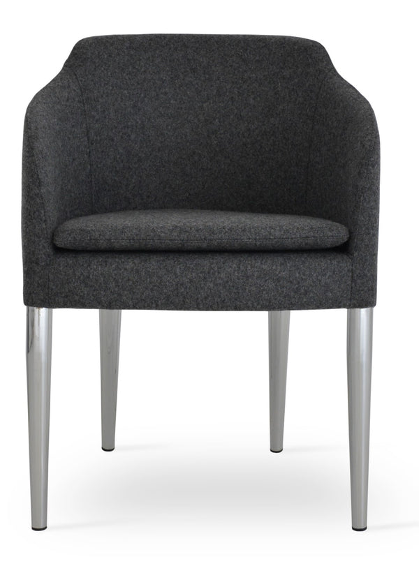 Soho Concept Buca Arm Metal Armchair – Stylish Chrome Frame, Durable Camira Blazer Fabric, 10-year Guarantee! Chrome,Dark Grey  Soho-concept-dining-chair-01624