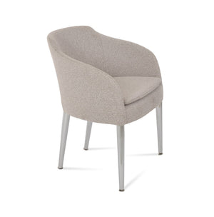 Soho Concept Buca Arm Metal Armchair - Stylish Chrome Base With Boucle, Velvet, And Nubuck Fabrics - 10-year Guarantee White,Grey  Soho-concept-dining-chair-01632