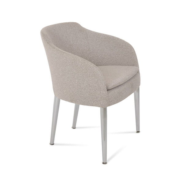 Soho Concept Buca Arm Metal Armchair - Stylish Chrome Base With Boucle, Velvet, And Nubuck Fabrics - 10-year Guarantee White,Grey  Soho-concept-dining-chair-01632