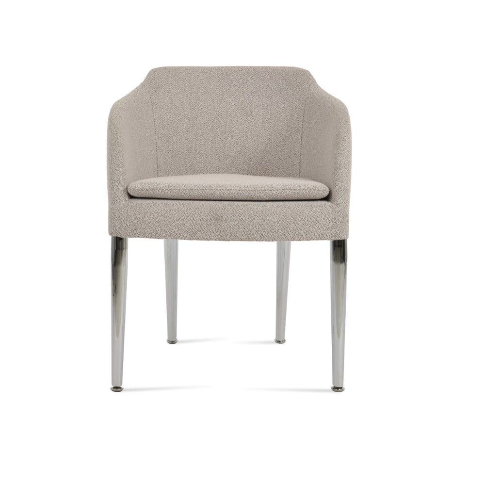 Soho Concept Buca Arm Metal Armchair - Stylish Chrome Base With Boucle, Velvet, And Nubuck Fabrics - 10-year Guarantee Chrome,Orange  Soho-concept-dining-chair-01621