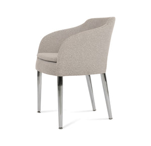Soho Concept Buca Arm Metal Armchair - Stylish Chrome Base With Boucle, Velvet, And Nubuck Fabrics - 10-year Guarantee White,Grey  Soho-concept-dining-chair-01632