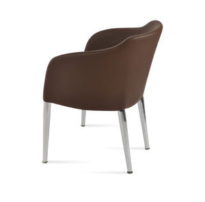 Soho Concept Buca Arm Metal Armchair - Stylish Chrome Base, Boucle Fabric Upholstery, 10-year Guarantee, Brown Brown  Soho-concept-dining-chair-01630
