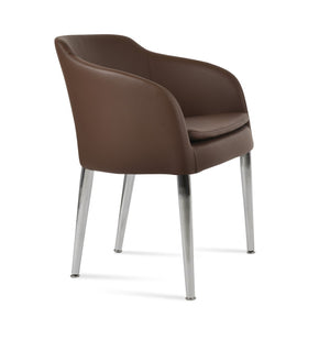 Soho Concept Buca Arm Metal Armchair - Stylish Chrome Base, Boucle Fabric Upholstery, 10-year Guarantee, Brown Brown  Soho-concept-dining-chair-01630