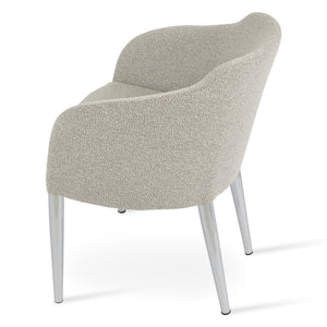Soho Concept Buca Arm Metal Armchair - Stylish Chrome Base With Boucle, Velvet, And Nubuck Fabrics - 10-year Guarantee Chrome,White,Grey  Soho-concept-dining-chair-01629