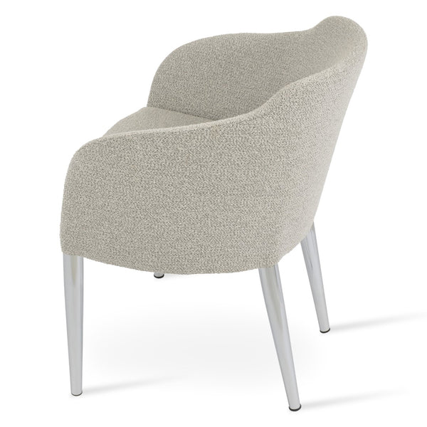 Soho Concept Buca Arm Metal Armchair - Stylish Chrome Base With Boucle, Velvet, And Nubuck Fabrics - 10-year Guarantee Chrome,White,Grey  Soho-concept-dining-chair-01629