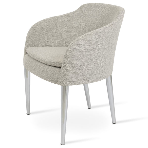 Soho Concept Buca Arm Metal Armchair - Stylish Chrome Base With Boucle, Velvet, And Nubuck Fabrics - 10-year Guarantee Chrome,White,Grey  Soho-concept-dining-chair-01629