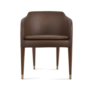 Soho Concept Buca Arm Wood Armchair - Elegant Walnut Finish, Luxury Camira Boucle & Leather, 10-year Guarantee Gold,Walnut,Brown  Soho-concept-dining-chair-01633