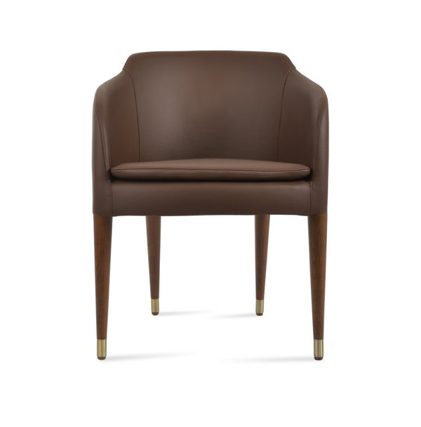 Soho Concept Buca Arm Wood Armchair - Elegant Walnut Finish, Luxury Camira Boucle & Leather, 10-year Guarantee Gold,Walnut,Brown  Soho-concept-dining-chair-01633