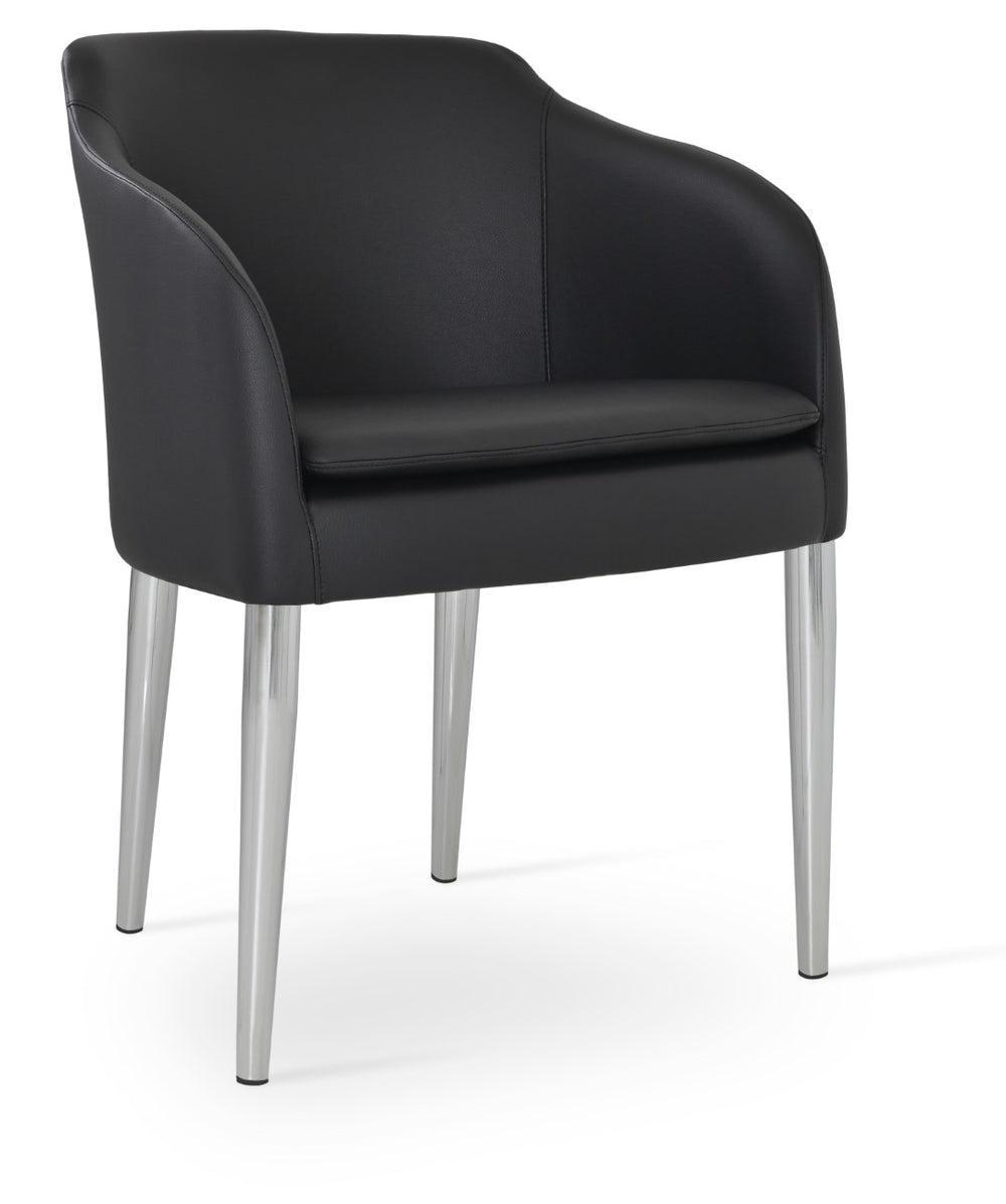 Soho Concept Buca Stylish Metal Armchair With Chrome Base, Leatherette Upholstery & 2-year Guarantee, Soft Black Black  Soho-concept-dining-chair-01620
