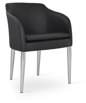 Soho Concept Buca Stylish Metal Armchair With Chrome Base, Leatherette Upholstery & 2-year Guarantee, Soft Black Black  Soho-concept-dining-chair-01620
